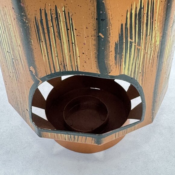 Metal Jack-O-Lantern Pumpkin Lantern Tea Light Holder Halloween Decor Rustic 9" - Picture 7 of 11